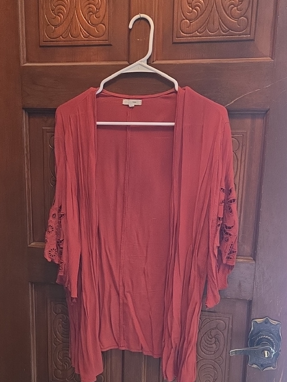 3 For $40 Maurices Open-Front Crochet Sleeve Cardigan - Dusty Rose